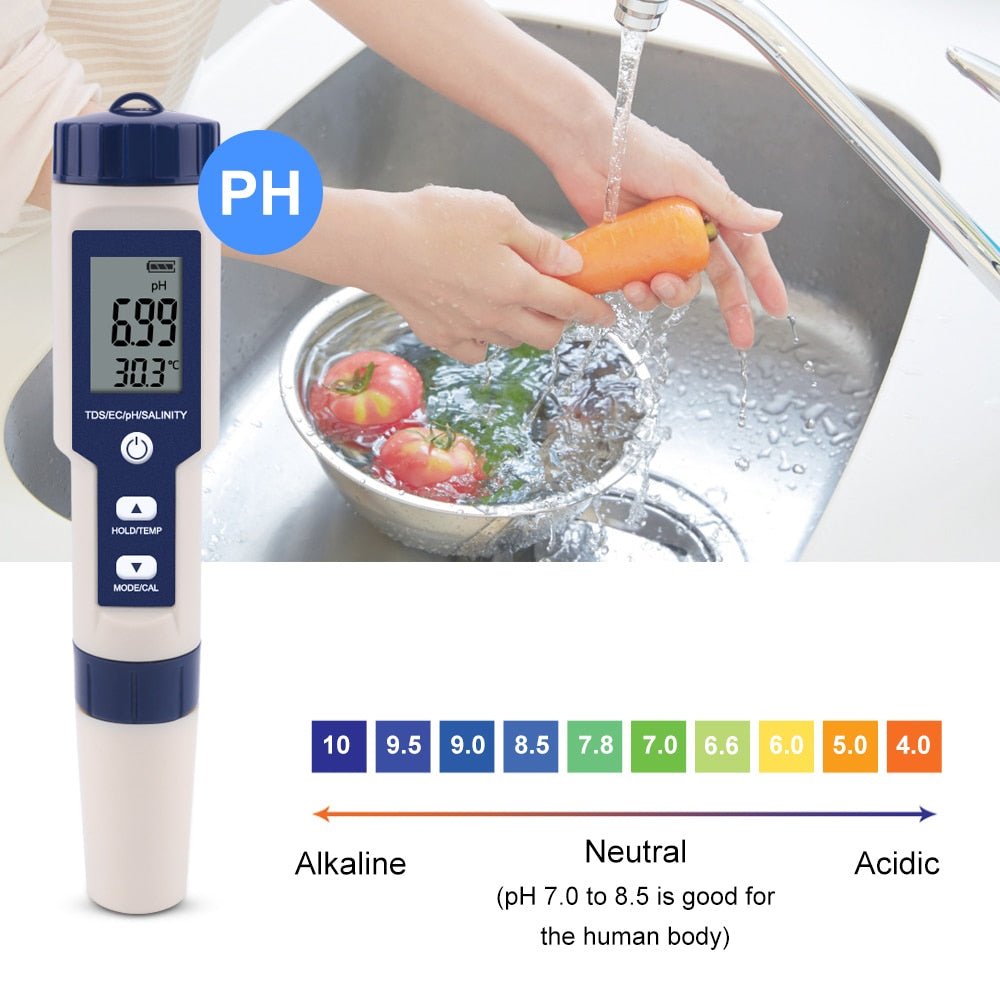 5 in 1 High Accuracy Digital Pen pH Tester for Water - Direct On Sale