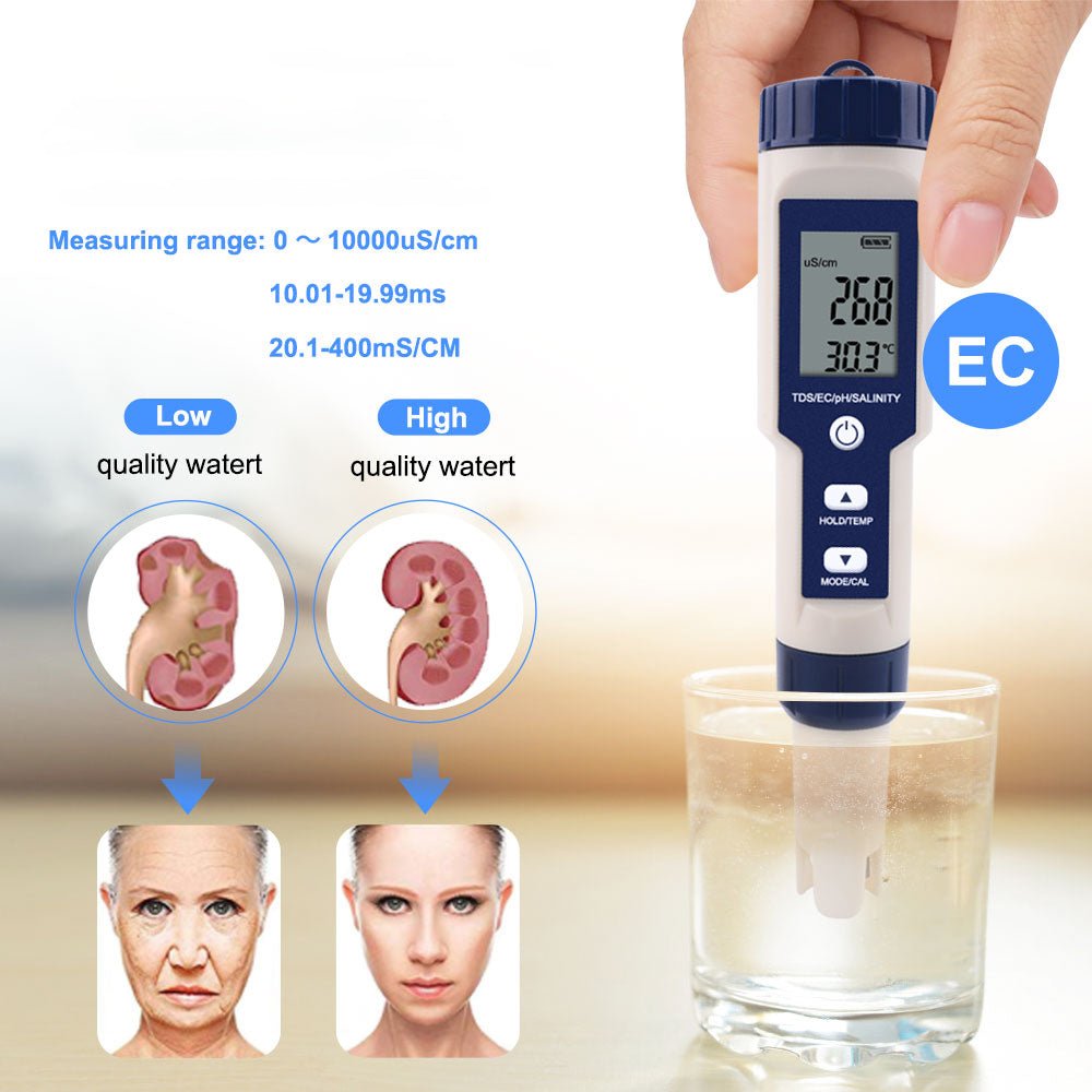 5 in 1 High Accuracy Digital Pen pH Tester for Water - Direct On Sale