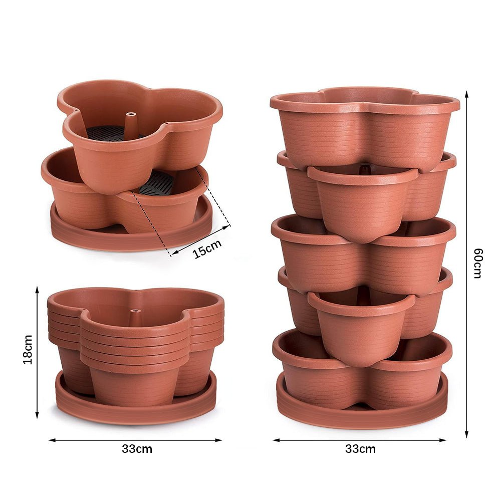 5 - Tier Stackable Vertical Garden Planter Pots - Space - Saving Planting Solution - Direct On Sale