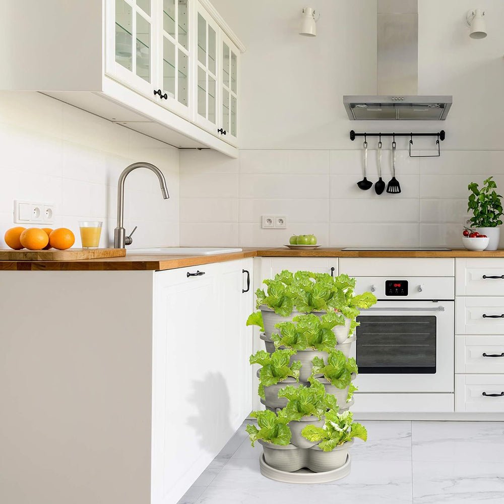 5 - Tier Stackable Vertical Garden Planter Pots - Space - Saving Planting Solution - Direct On Sale