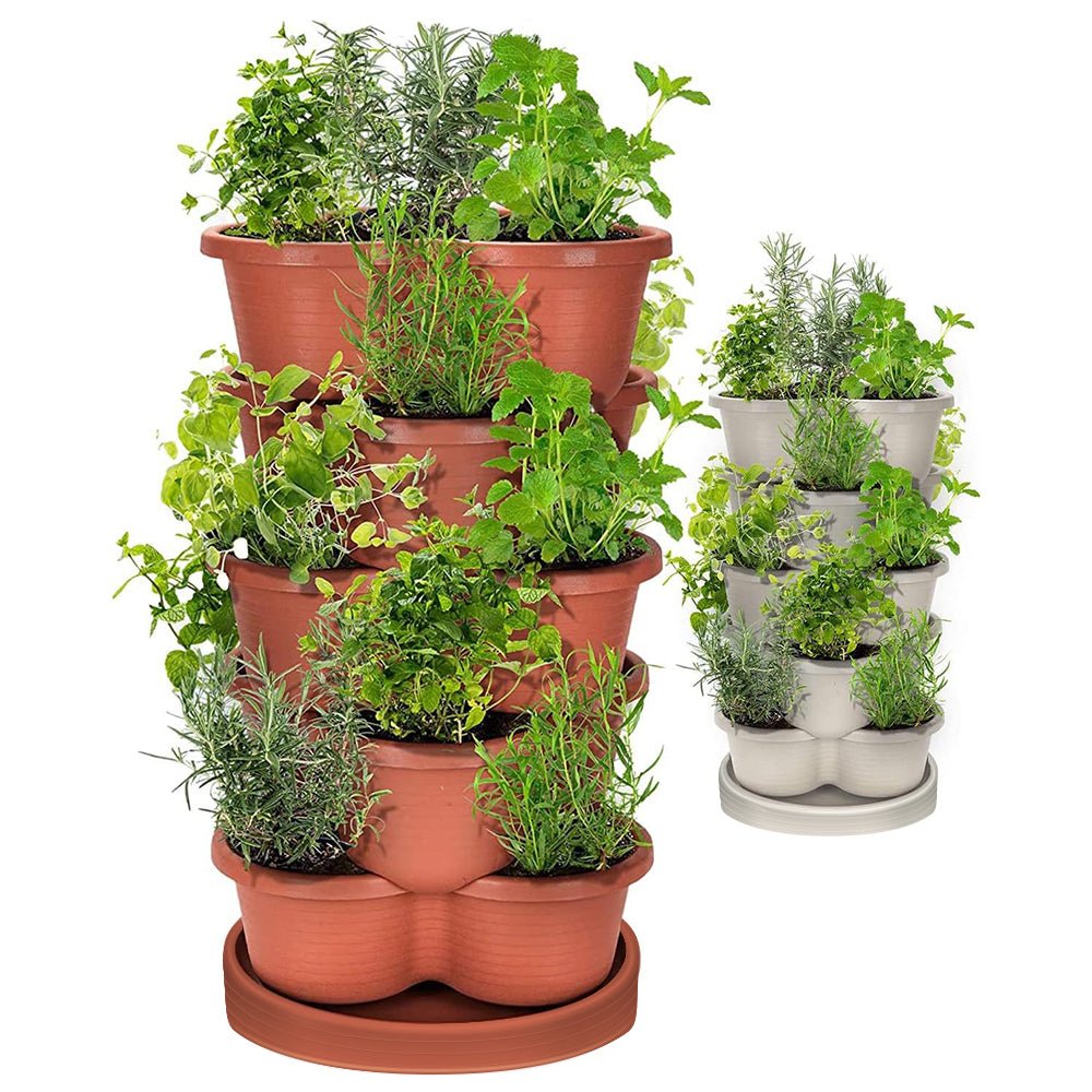 5 - Tier Stackable Vertical Garden Planter Pots - Space - Saving Planting Solution - Direct On Sale