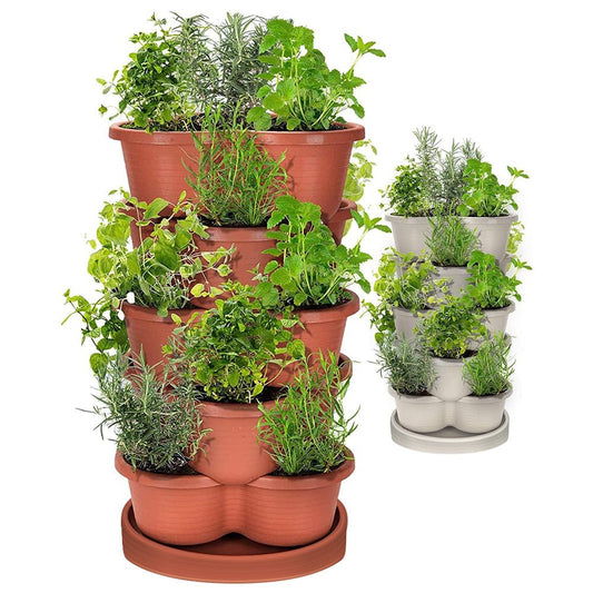 5 - Tier Stackable Vertical Garden Planter Pots - Space - Saving Planting Solution - Direct On Sale