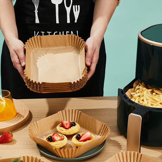 50pcs Air Fryer Disposable Non - Stick Pan Parchment Baking Paper Liner - Available in Round and Square - Direct On Sale