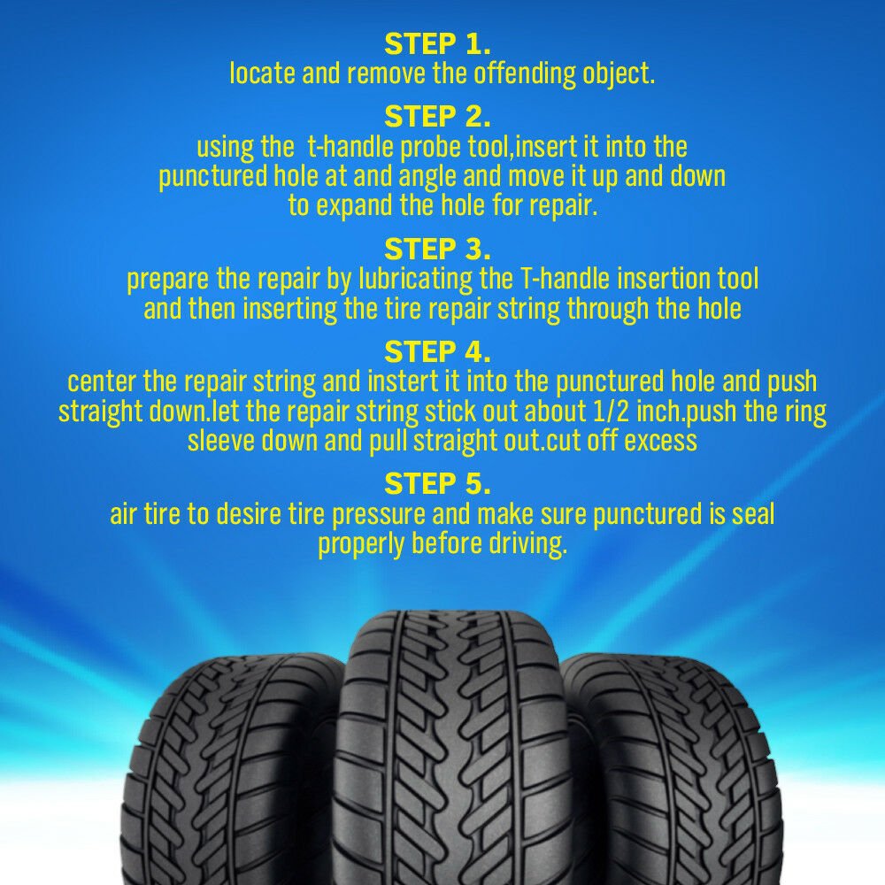 56 - Piece Tyre Repair Kit Puncture Puncture Tube Recovery Plugs Heavy Duty 4WD - Direct On Sale