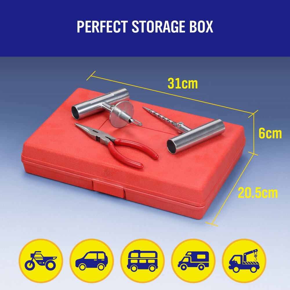 56 - Piece Tyre Repair Kit Puncture Puncture Tube Recovery Plugs Heavy Duty 4WD - Direct On Sale