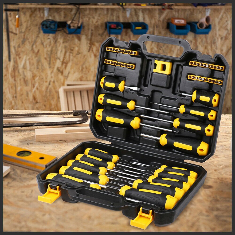 57 Pcs Magnetic Screwdriver Set Slotted Phillips Hex Pozidriv Torx Bits with Degausser - Direct On Sale
