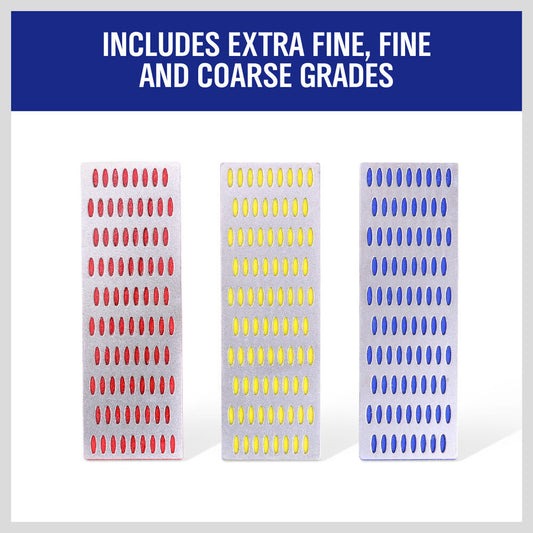 3Pc Diamond Sharpening Stones Set Scissors Knife With 3 Grits