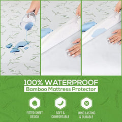 Bamboo Mattress Protector Waterproof Single King Queen Double