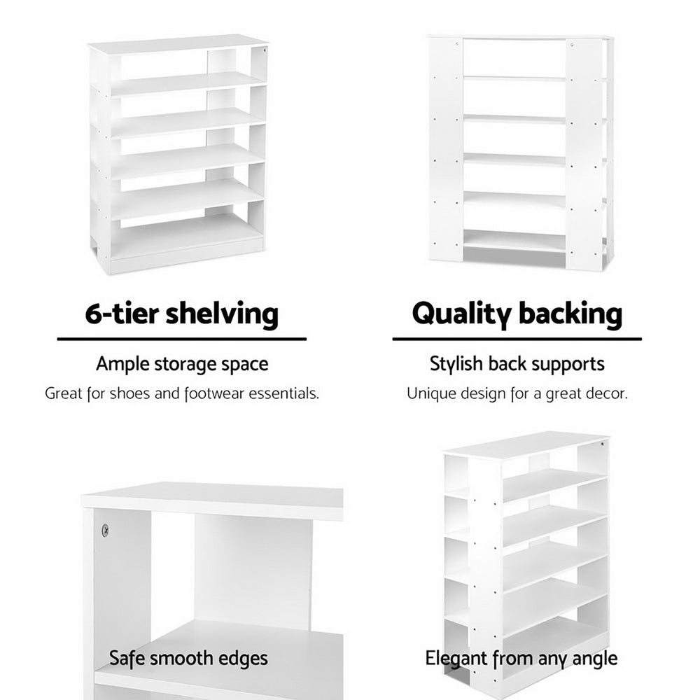 6 - Tier Shoe Rack Cabinet - White - Direct On Sale