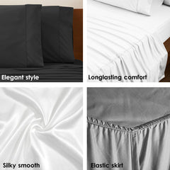 Ultra Comfort 1000TC Soft Silk Satin Sheet Set Flat Fitted Sheet Pillowcase