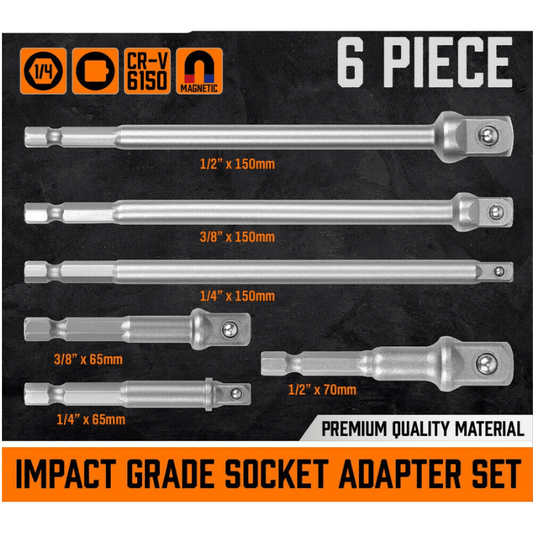 6Pc Drill Socket Adapter Set Long Short Combination Extension Impact Nut Driver - Direct On Sale