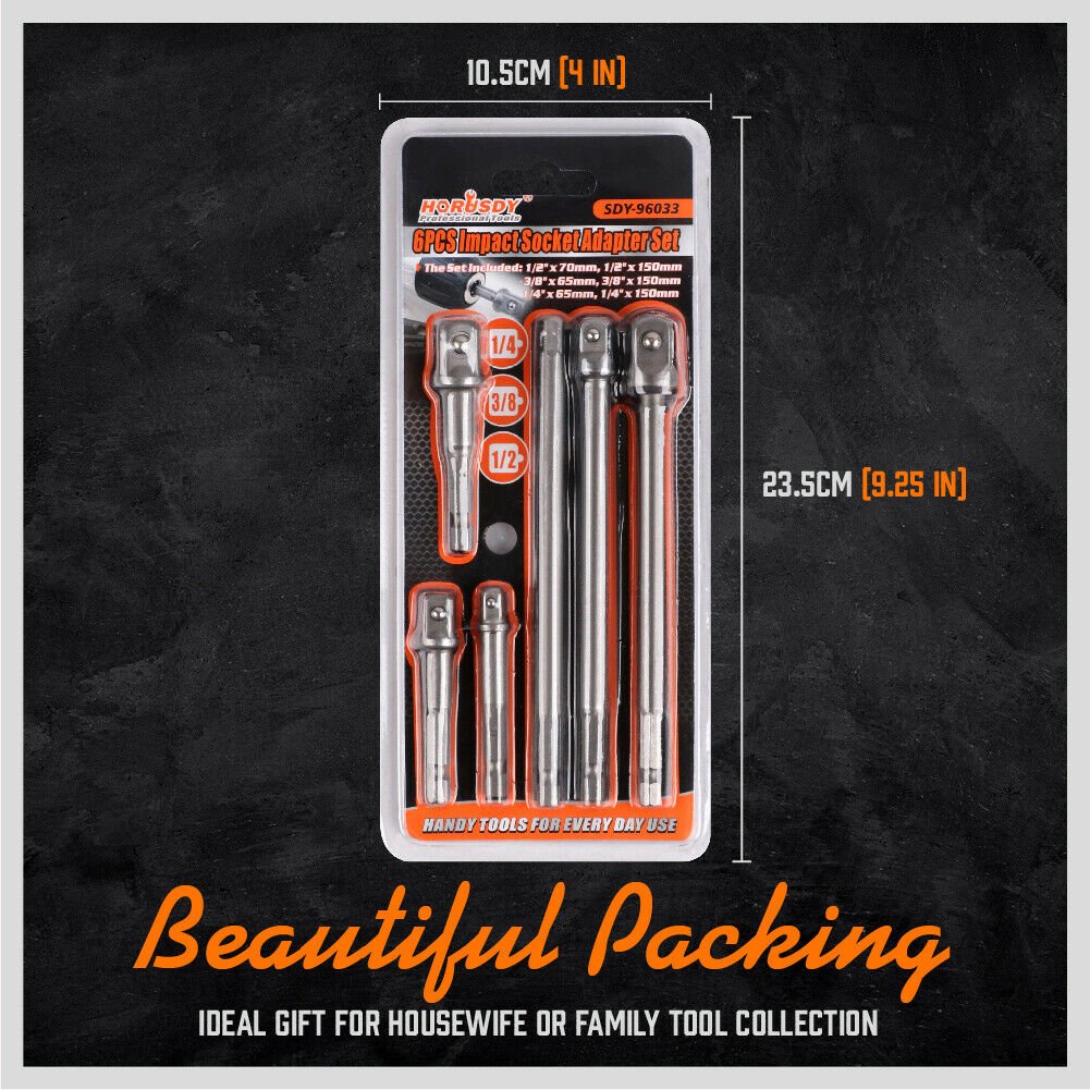6Pc Drill Socket Adapter Set Long Short Combination Extension Impact Nut Driver - Direct On Sale