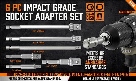 6Pc Drill Socket Adapter Set Long Short Combination Extension Impact Nut Driver - Direct On Sale