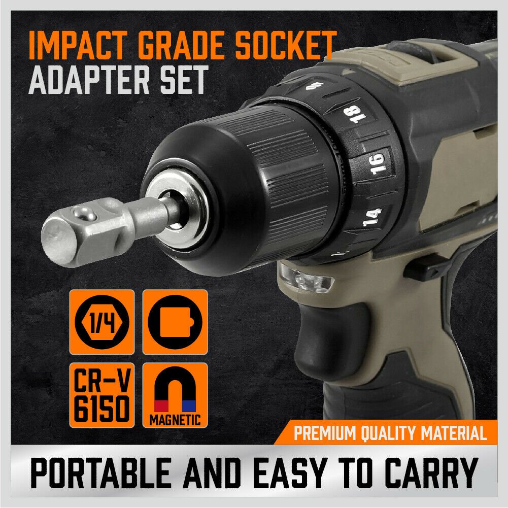 6Pc Drill Socket Adapter Set Long Short Combination Extension Impact Nut Driver - Direct On Sale