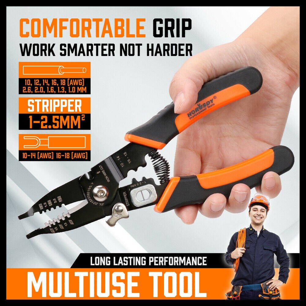 8" Wire Stripping Tool Wire Cutter Hand Crimping Pliers Strip Cutter Insulated - Direct On Sale