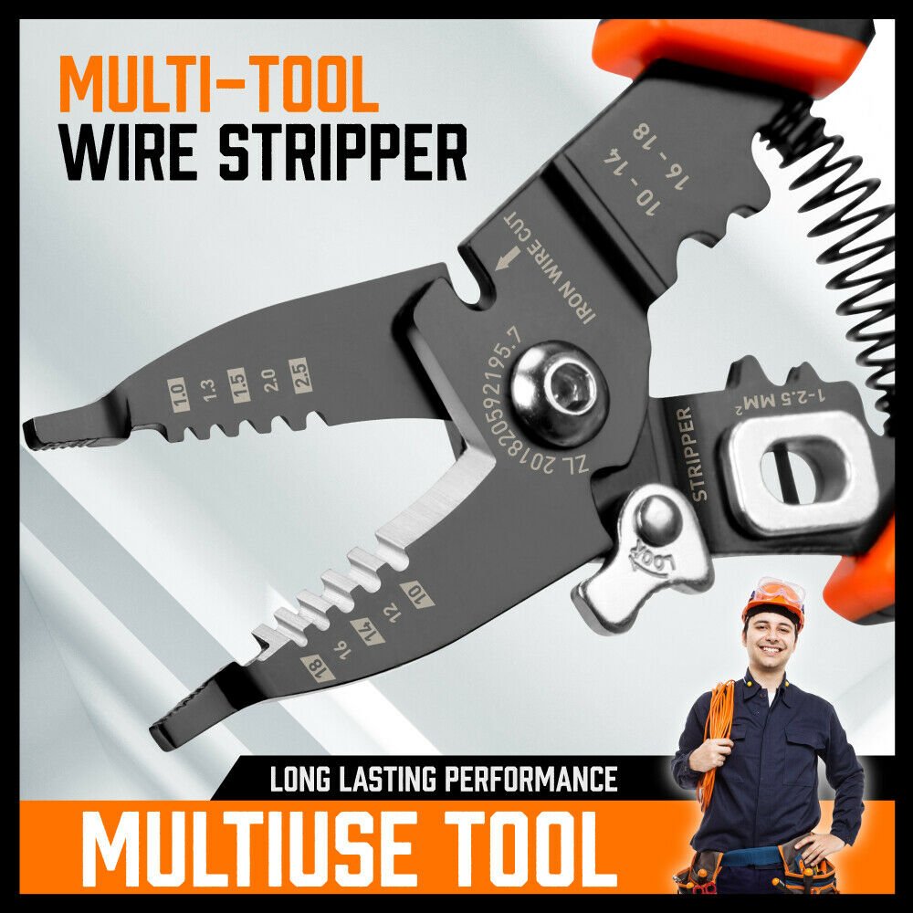 8" Wire Stripping Tool Wire Cutter Hand Crimping Pliers Strip Cutter Insulated - Direct On Sale