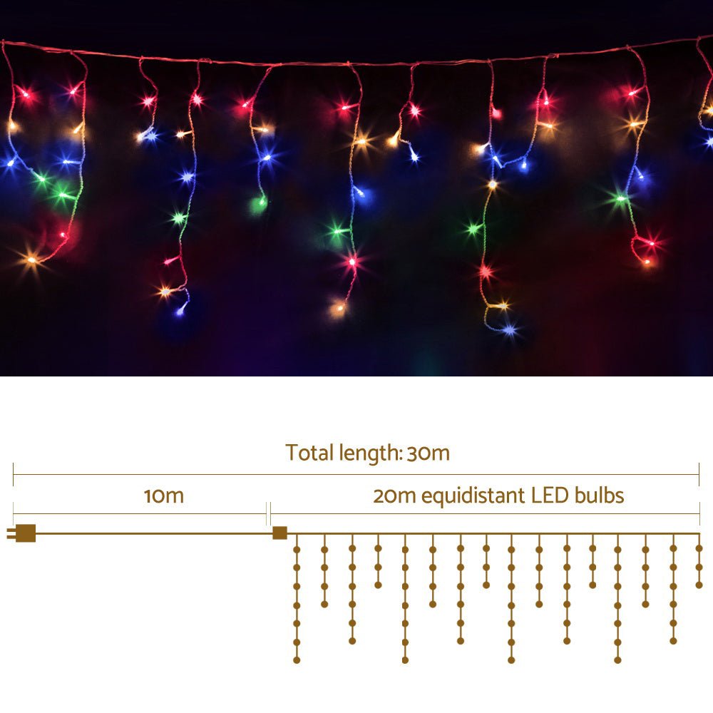 800 LED Christmas Icicle Lights Mutlicolour - Direct On Sale