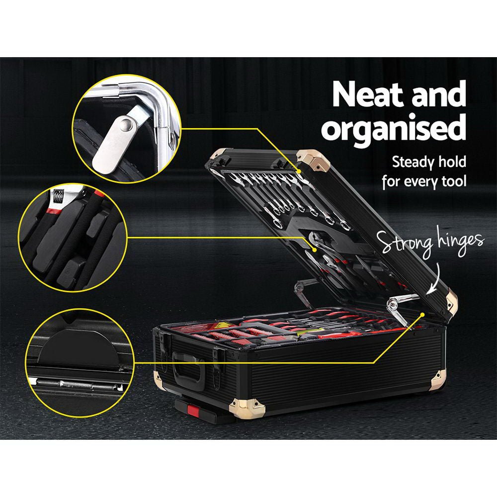 816pcs Tool Kit Trolley Case Mechanics Box Toolbox Portable DIY Set BK - Direct On Sale