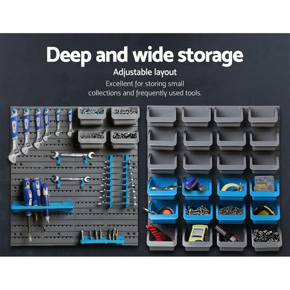 88 Parts Wall - Mounted Storage Bin Rack Tool Garage Industrial Shelving Organiser Box - Direct On Sale