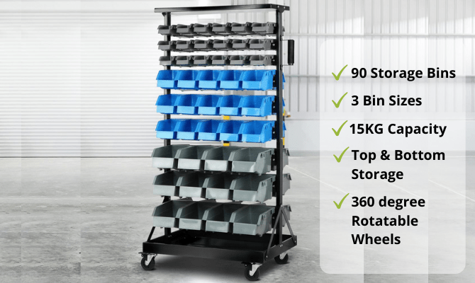 90 Bin Storage Rack Stand Industrial Shelving - Direct On Sale