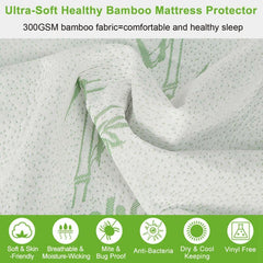 Bamboo Mattress Protector Waterproof Single King Queen Double