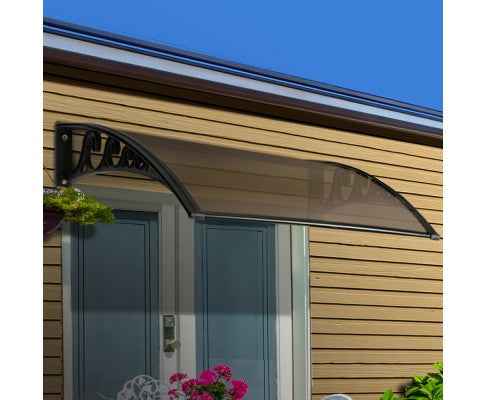 Brown polycarbonate door and window awning