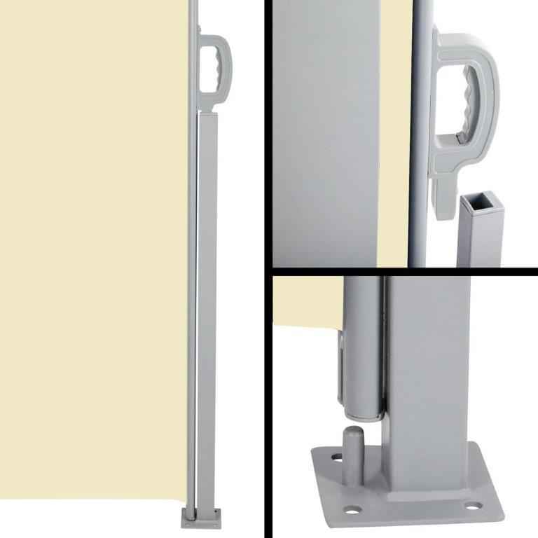 Beige side awning cassette housing detail