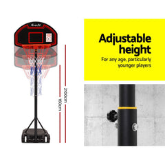 Adjustable Portable Basketball Stand Hoop System Rim Black