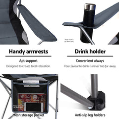 Portable Steel Folding Camping Armchair x2