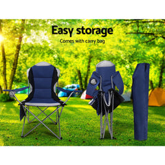 2X Camping Chairs Folding Arm Chair Portable Outdoor Garden Fishing