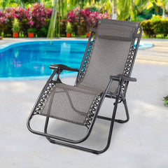 Zero Gravity Recliner Chair Outdoor Sun Lounge Beach Chair Camping - Beige