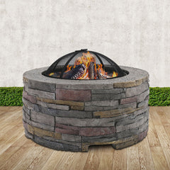 Faux stone Fire Pit Outdoor Fireplace Garden Firepit Heater