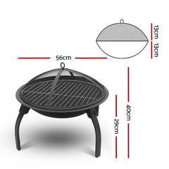 22" Fire Pit BBQ Charcoal Smoker Portable Outdoor Camping Pits Patio Fireplace