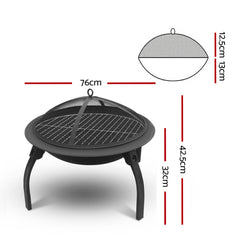 30" Fire Pit BBQ Charcoal Grill Smoker Portable Outdoor Camping Garden Pits