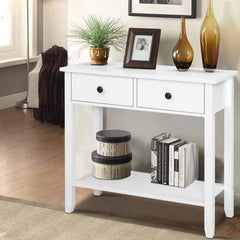 Hallway Console Hall Table White with Pine Wood Legs
