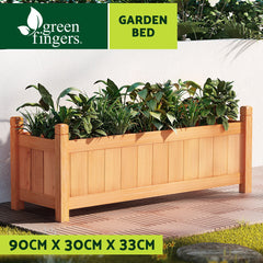 Garden Bed Raised Wooden Planter Outdoor Box Vegetables 90x30x33cm