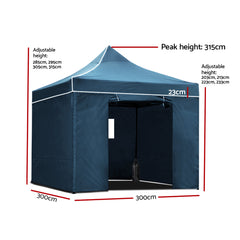 Gazebo Pop Up Marquee 3x3 Outdoor Camping Gazebos Tent Wedding Folding