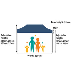 Gazebo Pop Up Marquee 3x4.5 Outdoor Tent Folding Wedding Gazebos Navy