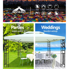 Gazebo 4x3m Party Marquee Outdoor Wedding Event Tent Iron Art Canopy