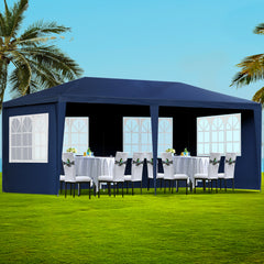 Instahut Gazebo 3x6m Marquee Wedding Party Tent Outdoor Camping Side Wall Canopy 6 Panel Blue