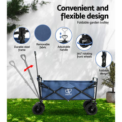 Extra Large Foldable Wagon Cart Trolley Cart for Beach Outdoor Garden 120KG