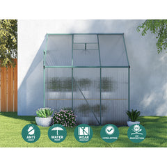 Greenhouse Aluminium Polycarbonate Green House Garden Shed1.9x1.27M