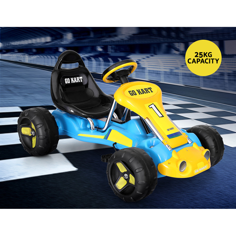 Rigo Kids Pedal Go Kart Ride On Toys Racing Car Plastic Tyre Blue Direct On Sale