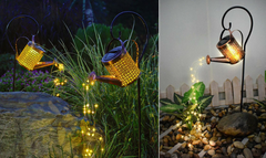 Solar Powered Watering Can LED String Light Outdoor Garden Décor