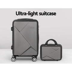 2pc Luggage Trolley Suitcase 12" 28" Carry On Travel Stoage Hardshell