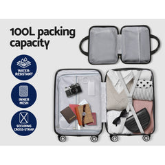 2pc Luggage Trolley Suitcase 12" 28" Carry On Travel Stoage Hardshell