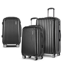 3pcs Luggage Set Travel Suitcase Storage Organiser TSA lock Black