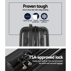3pcs Luggage Set Travel Suitcase Storage Organiser TSA lock Black