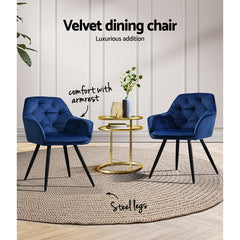 Valisa Dining Chairs Velvet - Blue Set of 2