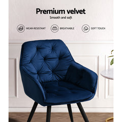 Valisa Dining Chairs Velvet - Blue Set of 2